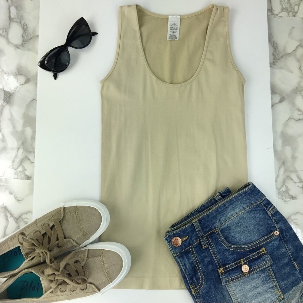 New NUDE Plain Scoopneck Roundneck Closedback Tank